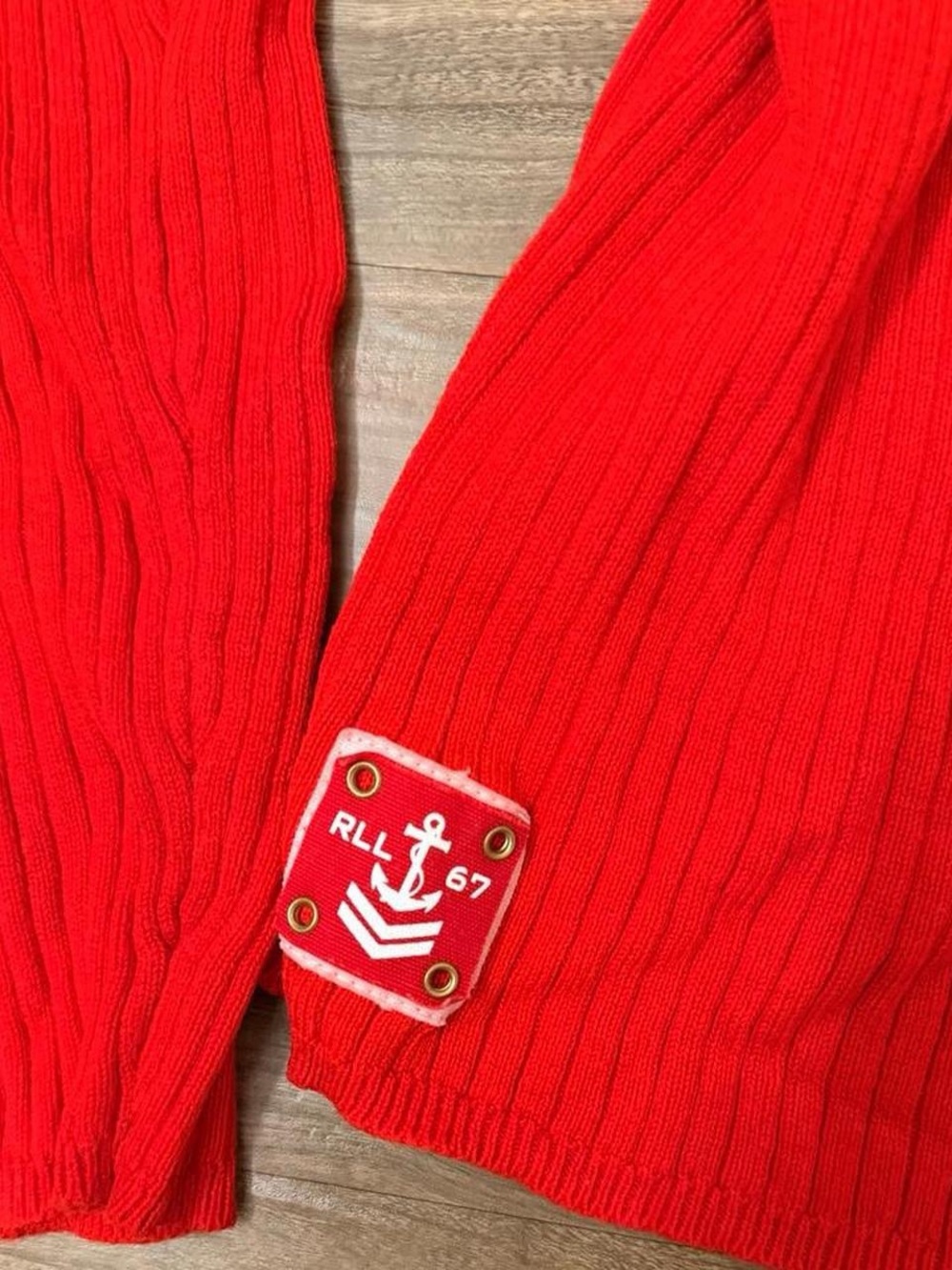Ralph Lauren RLL 67 Red Ribbed Knit Sweater